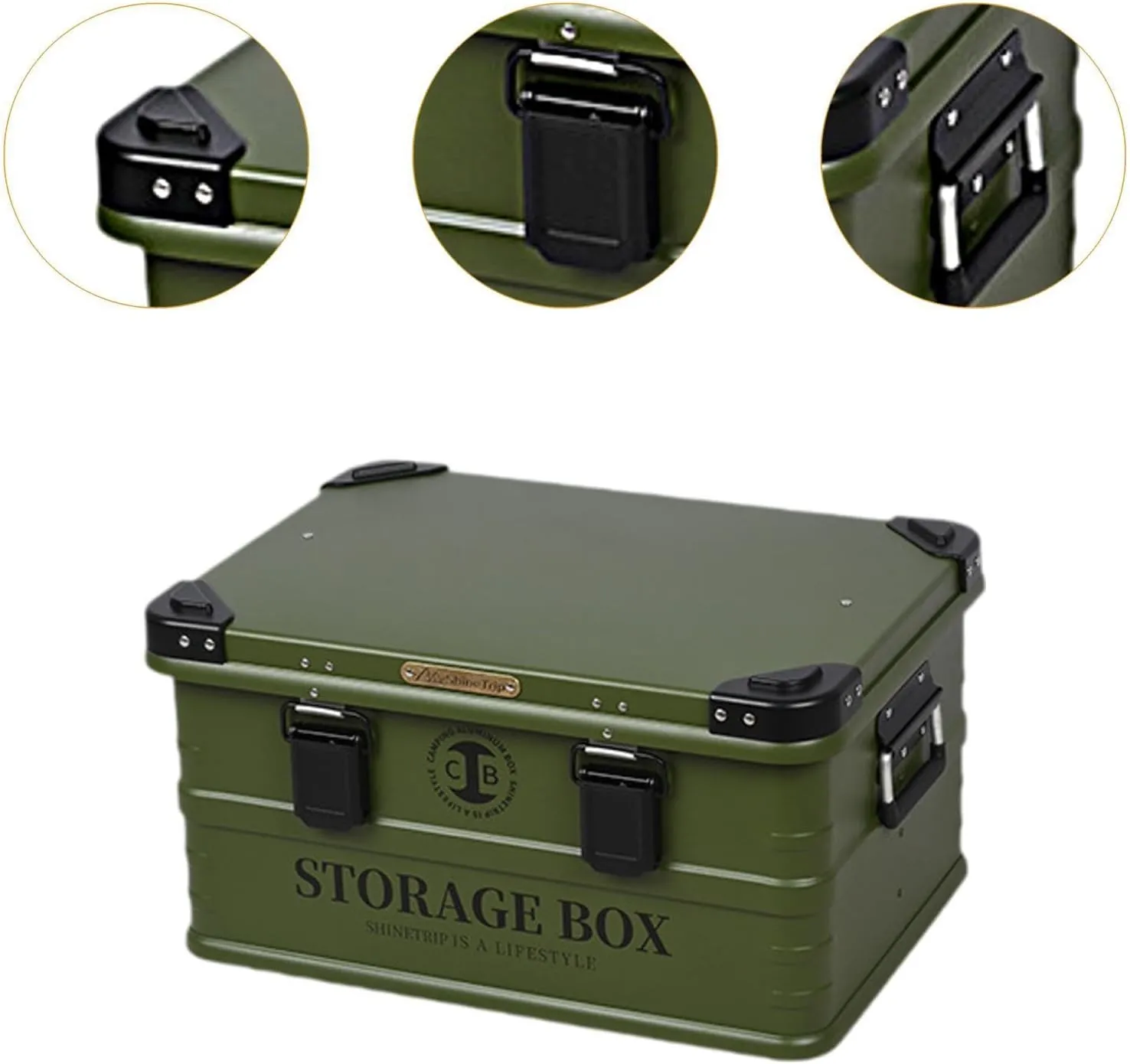 Storage Box Storage Bin with Handle Multifunctional Container Trunk Organizer for Outdoor Shopping Backpacking Kitchen Garage, M Green