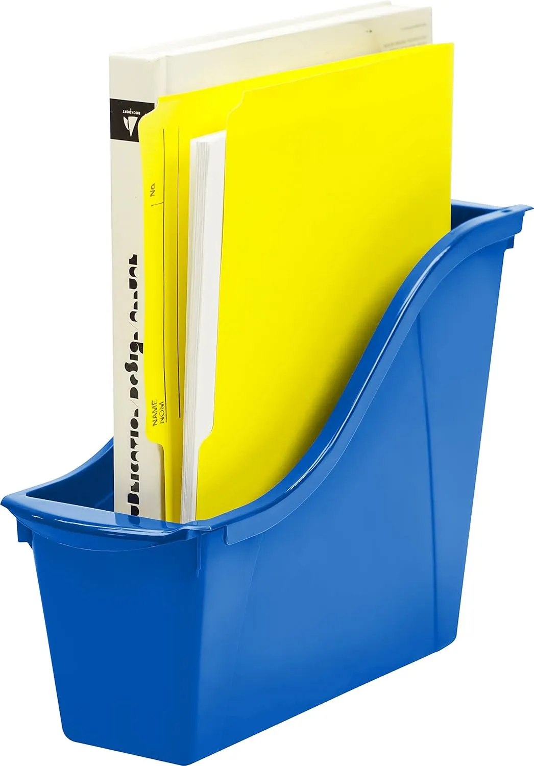 Storex Small Book Bin, Linking Storage Bin, Dry Erase Surface, 11.75" x 8.5" x 4.5" STEM Blue 6-Pack