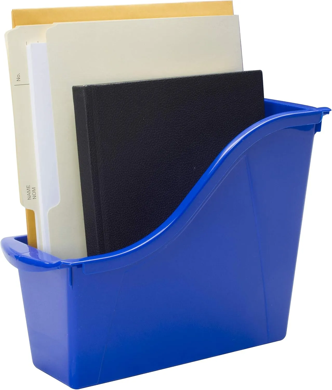 Storex Small Book Bin, Linking Storage Bin, Dry Erase Surface, 11.75" x 8.5" x 4.5" STEM Blue 6-Pack