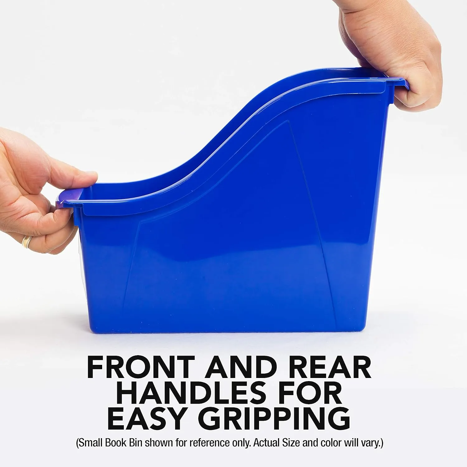 Storex Small Book Bin, Linking Storage Bin, Dry Erase Surface, 11.75" x 8.5" x 4.5" STEM Blue 6-Pack