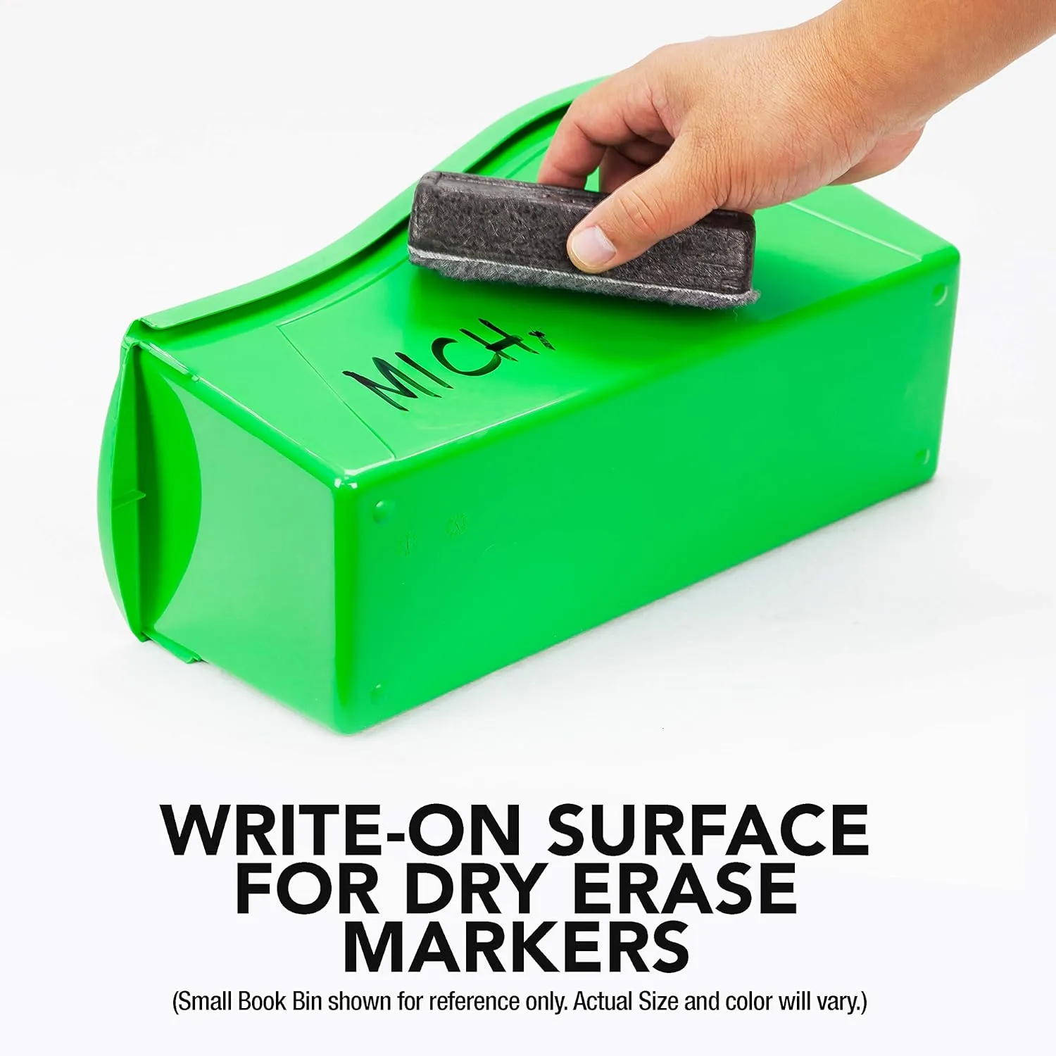 Storex Small Book Bin, Linking Storage Bin, Dry Erase Surface, 11.75" x 8.5" x 4.5" STEM Green (Pack of 6)