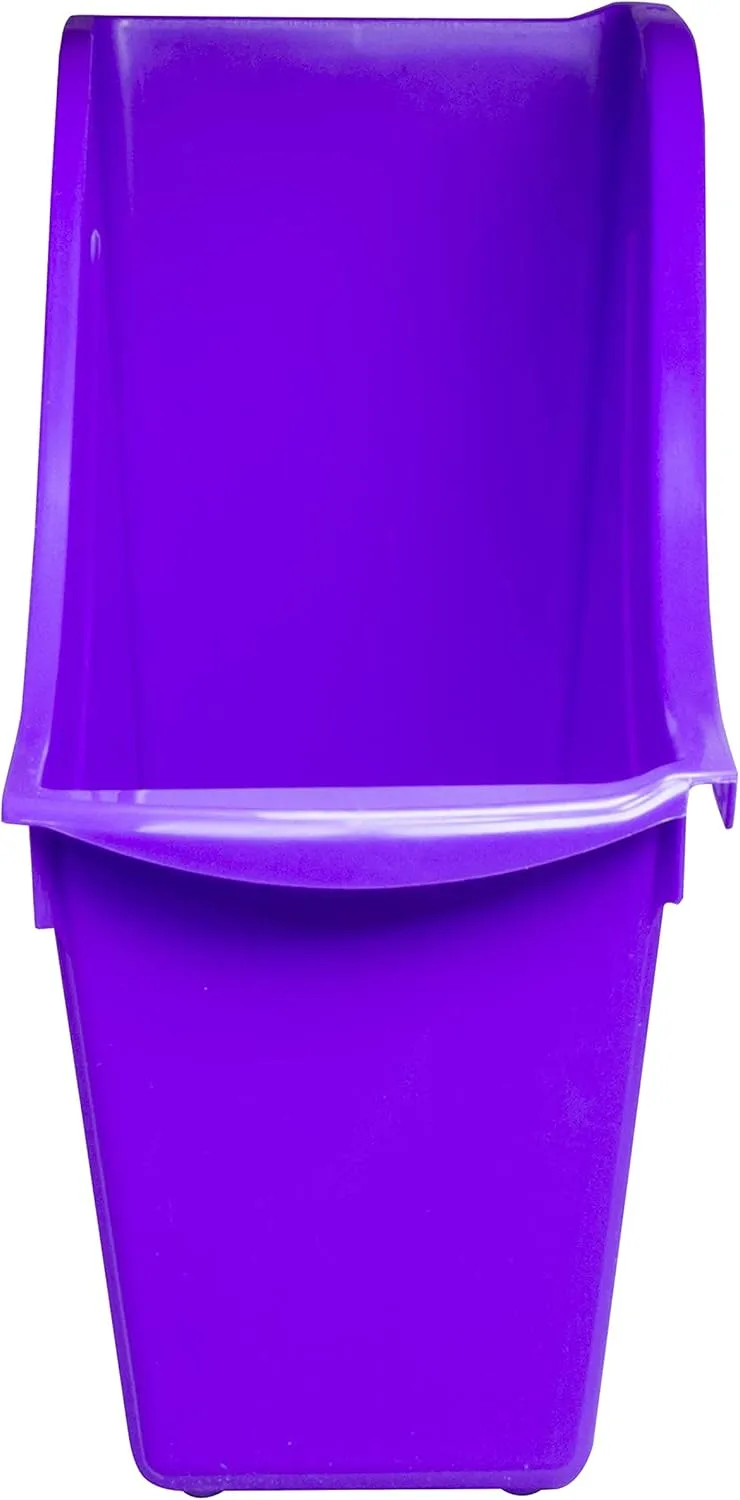 Storex Small Book Bin, Linking Storage Bins, Dry Erase Surface, 11.75" x 8.5" x 4.5", Violet, 6-Pack