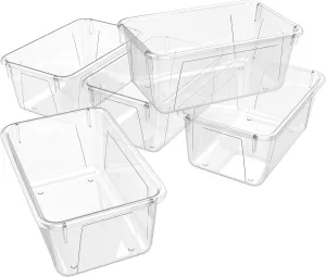Storex Small Cubby Bin, 12.2 x 7.8 x 5.1 Inches, Clear, 5-Pack (62464U05C)