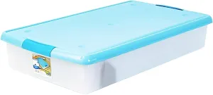 Sturdy Under Bed Storage with Durable Buckles and Folding Lid, Multi-Purpose Bedding Storage Bins, Large Capacity Bedroom Storage Drawer for Clothes Blankets Toys ( Color : Blue-1 pcs , Size : 33.5"x1