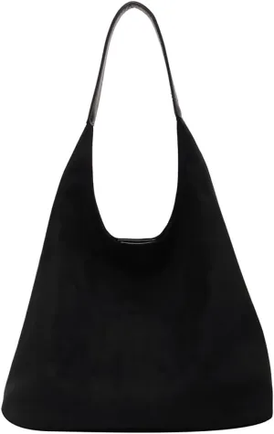 Suede Hobo Bag for Wome Slouchy Tote Shoulder Handbag Retro Large Work Travel Shopping Bag with Coin Purse 2pcs
