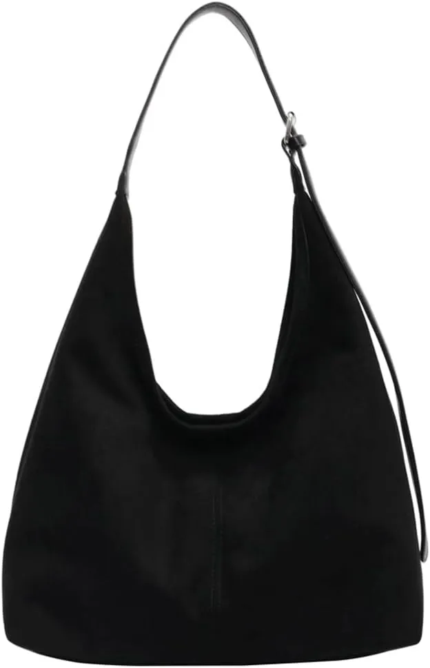 Suede Tote Bag for Women Shoulder Bag Retro Handbags Soft Satchel Stylish Large Two-piece Purse Work Travel