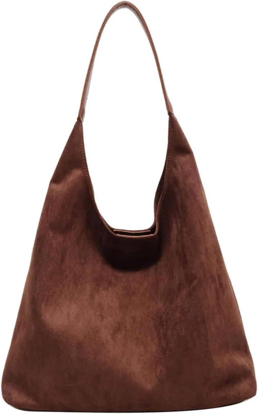 Suede Tote Bag For Women,Brown Suede Handbag,Suede Shoulder Bag,Office Tote Handbag