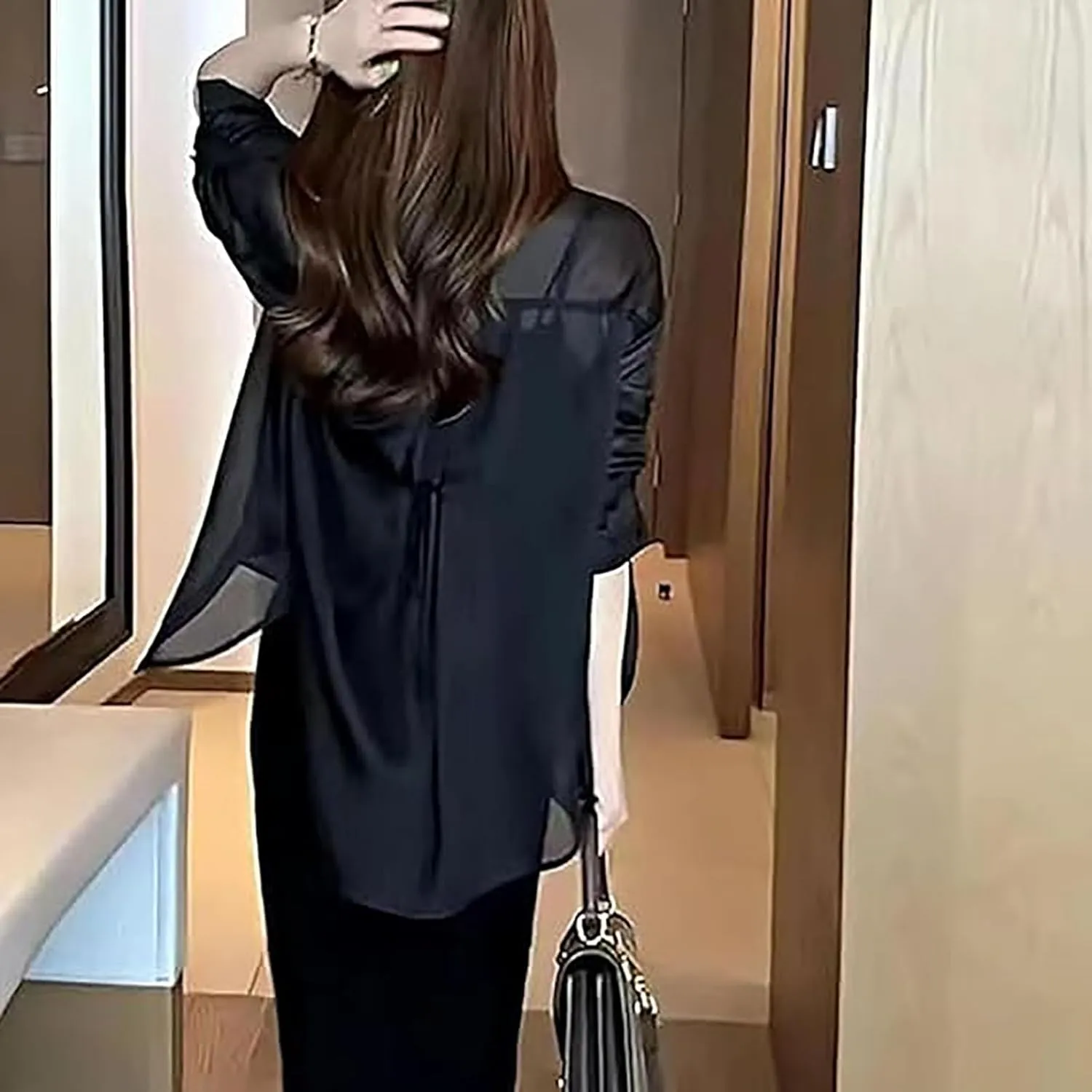 Summer Sunscreen Chiffon Shirt, Sheer Button Down Shirts for Women, Uv Blocking, Breathable, Fast Drying