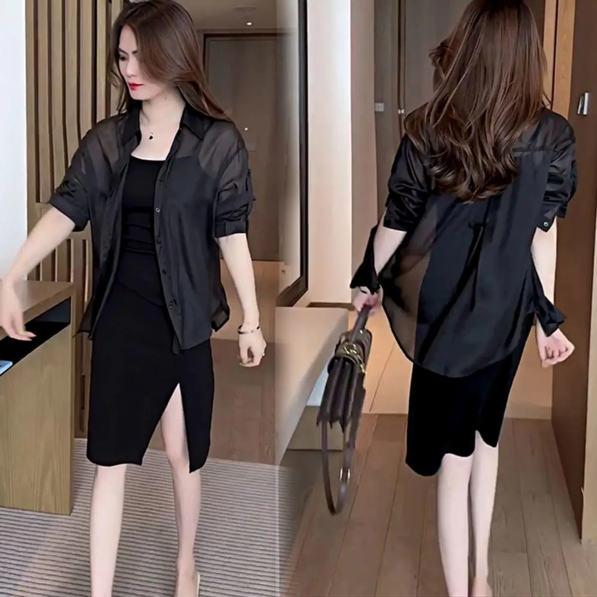 Summer Sunscreen Chiffon Shirt,Long Sleeve UV Protected Silk Shirt,Uv Blocking, Breathable, Fast Drying