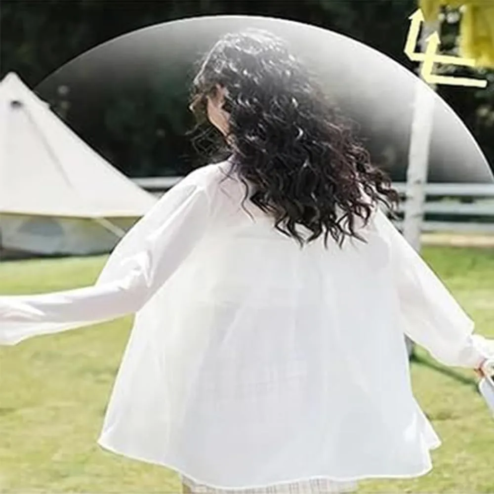Summer Sunscreen Chiffon Shirt,Long Sleeve UV Protected Silk Shirt,Uv Blocking, Breathable, Fast Drying