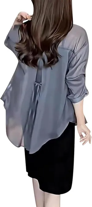 Summer Sunscreen Chiffon Shirt,Long Sleeve UV Protected Silk Shirt,Uv Blocking, Breathable, Fast Drying