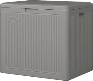Suncast 22 Gallon Indoor or Outdoor Small Patio Deck Box, Plastic Storage Bin for Lawn, Garden, Garage, & Home Organization, Stoney (3 Pack)
