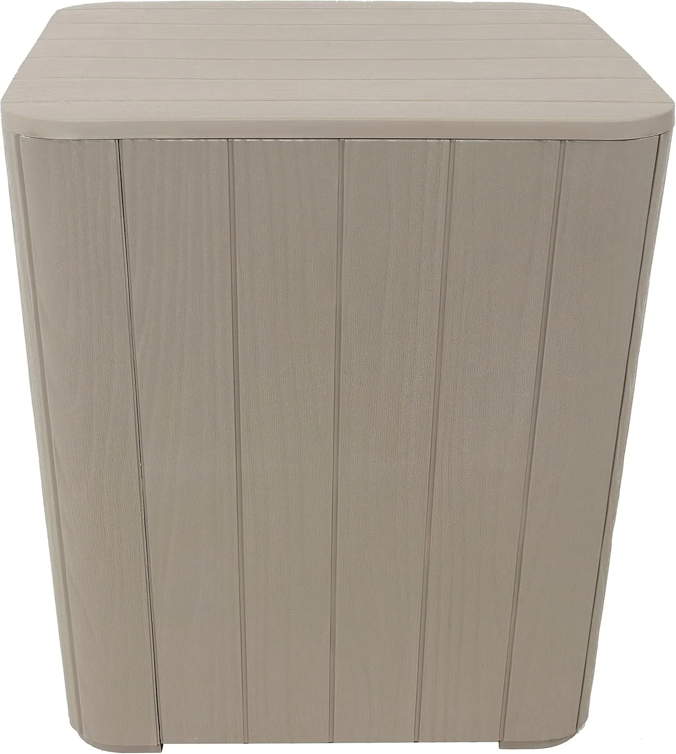 Sunnydaze 11.5-Gallon Outdoor Deck Box - Weather-Resistant Side Table with Storage for Cushions, Garden Tools, Pool Supplies - Driftwood - Faux Plank