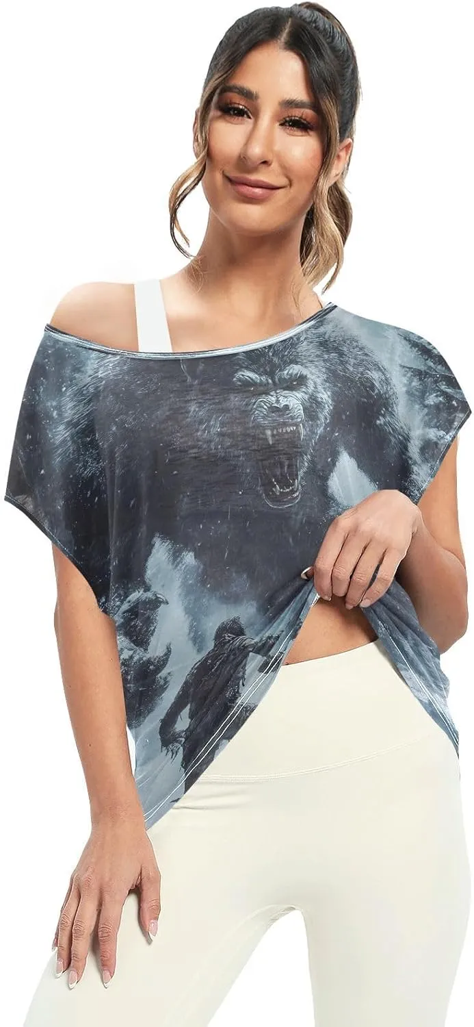 Sunset Tree Roots Red Women t Shirts Sheer Off Shoulder Fall Blouses for Women Casual Work Tops for Women