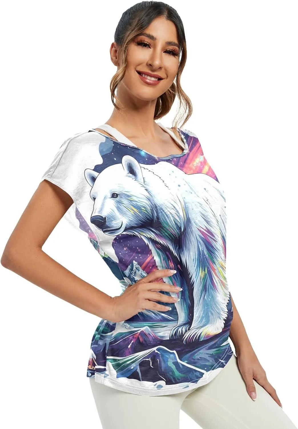 Sunset Tree Roots Red Women t Shirts Sheer Off Shoulder Fall Blouses for Women Casual Work Tops for Women