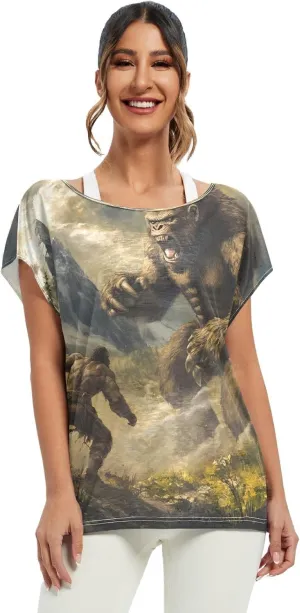 Sunset Tree Roots Red Women t Shirts Sheer Off Shoulder Fall Blouses for Women Casual Work Tops for Women