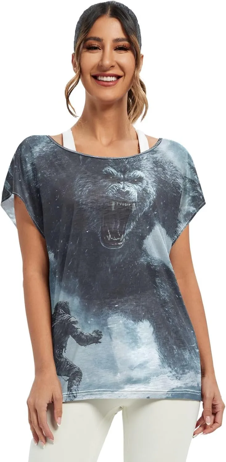 Sunset Tree Roots Red Women t Shirts Sheer Off Shoulder Fall Blouses for Women Casual Work Tops for Women
