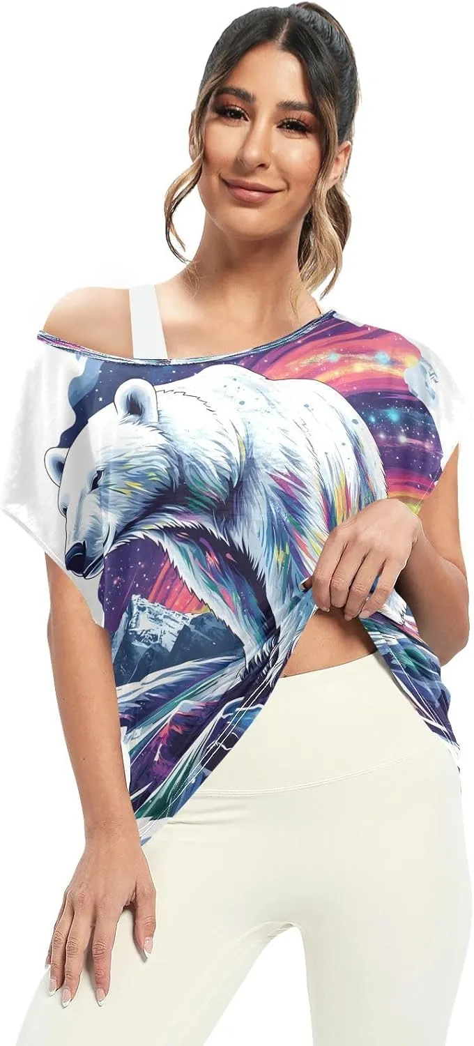 Sunset Tree Roots Red Women t Shirts Sheer Off Shoulder Fall Blouses for Women Casual Work Tops for Women
