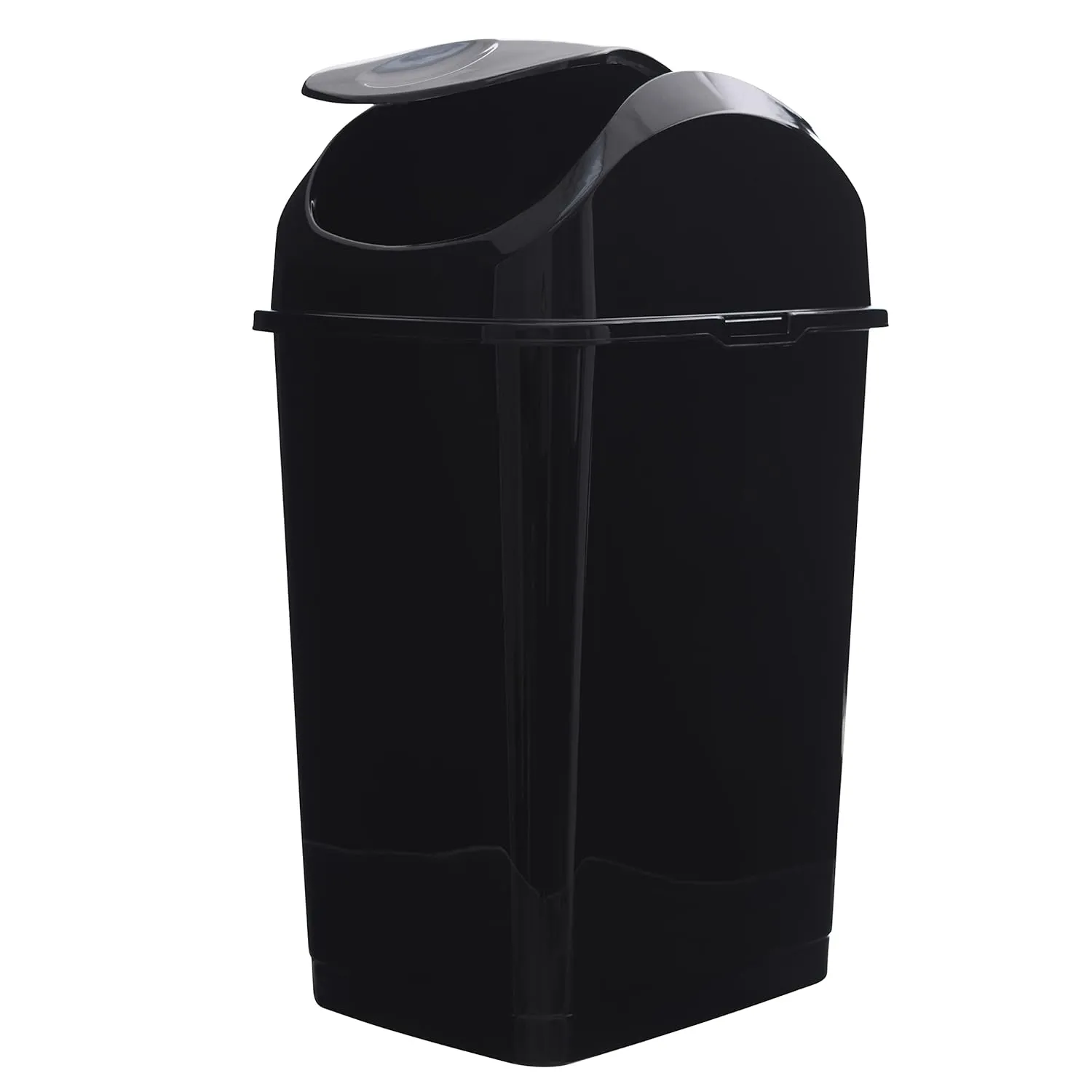 Superio Medium Trash Can with Lid 4.5 Gallon Plastic Swing Top Garbage Can Slim Waste Bin for Under Sink/Cabinet, Laundry Room, Kitchen, Office, Bedroom, Bathroom, College Dorm, 18 Qt, Black, 2