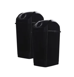 Superio Medium Trash Can with Lid 4.5 Gallon Plastic Swing Top Garbage Can Slim Waste Bin for Under Sink/Cabinet, Laundry Room, Kitchen, Office, Bedroom, Bathroom, College Dorm, 18 Qt, Black, 2