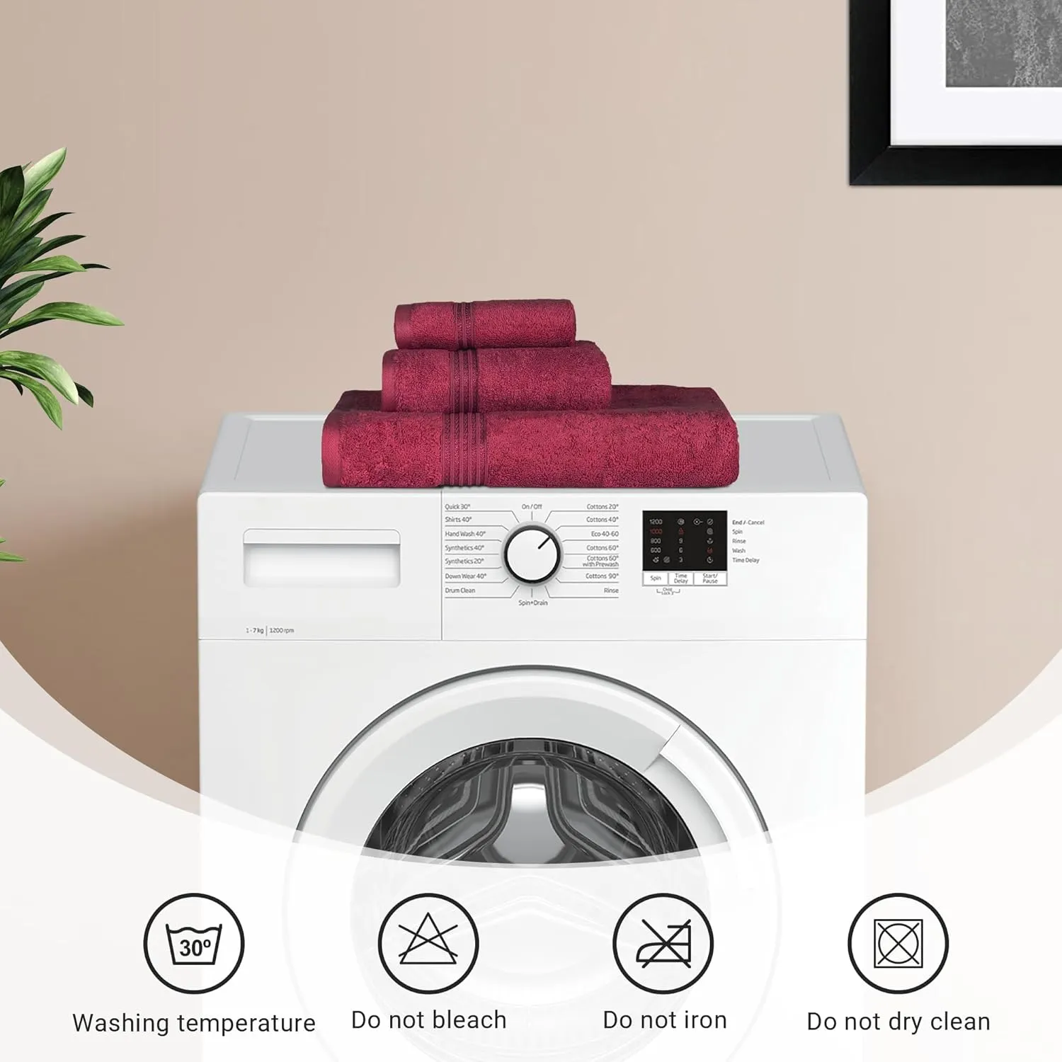 Superior Egyptian Cotton 6-Piece Towel Set, Bathroom Essentials, Towels For Bathroom, Apartment, Airbnb, Guest Bath, Face, Hand, Bath Towels, Washcloths, Absorbent, Fast Drying, Burgundy