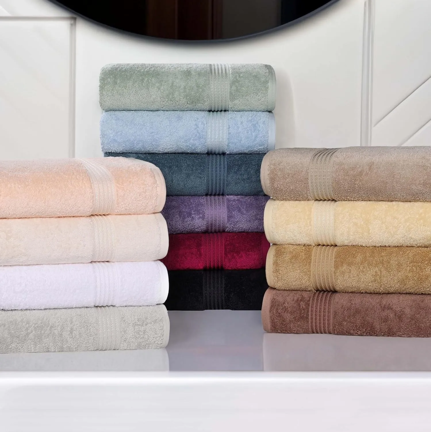 Superior Egyptian Cotton 6-Piece Towel Set, Bathroom Essentials, Towels For Bathroom, Apartment, Airbnb, Guest Bath, Face, Hand, Bath Towels, Washcloths, Absorbent, Fast Drying, Burgundy