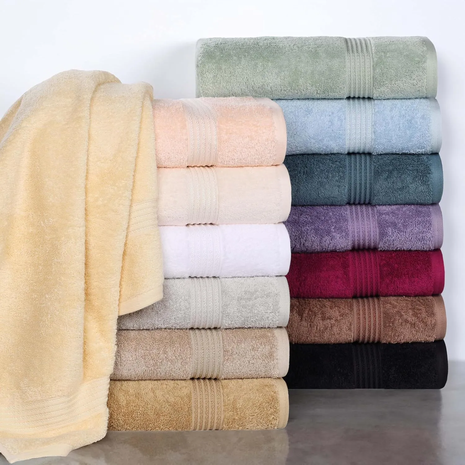 Superior Egyptian Cotton 6-Piece Towel Set, Bathroom Essentials, Towels For Bathroom, Apartment, Airbnb, Guest Bath, Face, Hand, Bath Towels, Washcloths, Absorbent, Fast Drying, Burgundy