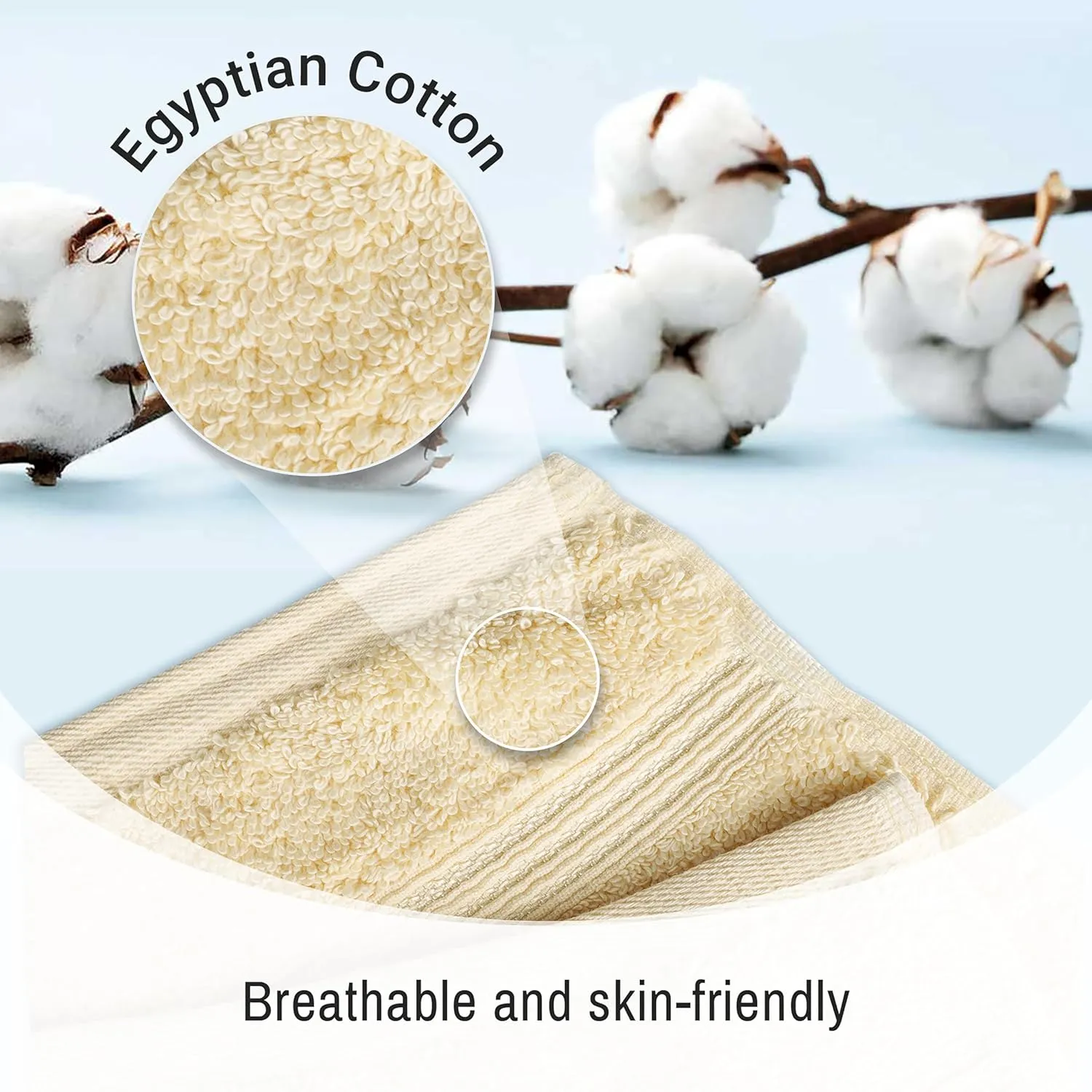 Superior Egyptian Cotton 6-Piece Towel Set, Bathroom Essentials, Towels For Bathroom, Apartment, Airbnb, Guest Bath, Face, Hand, Bath Towels, Washcloths, Absorbent, Fast Drying, Canary