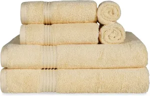 Superior Egyptian Cotton 6-Piece Towel Set, Bathroom Essentials, Towels For Bathroom, Apartment, Airbnb, Guest Bath, Face, Hand, Bath Towels, Washcloths, Absorbent, Fast Drying, Canary