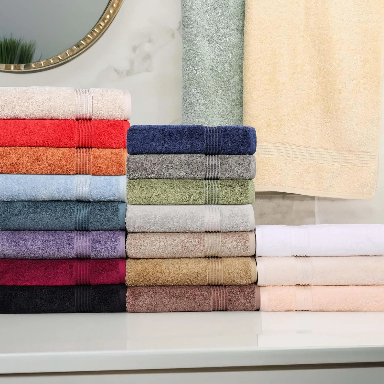 Superior Egyptian Cotton 6-Piece Towel Set, Bathroom Essentials, Towels For Bathroom, Apartment, Airbnb, Guest Bath, Face, Hand, Bath Towels, Washcloths, Absorbent, Fast Drying, Canary