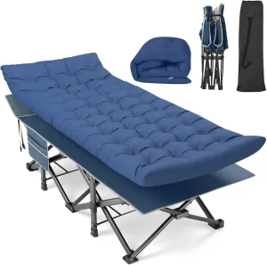 Suteck Camping Cot, 32In XXL Folding Camping Cot Heavy Duty Sleeping Bed for Adults 1200D Double Layer Oxford Cots for Camping W/Pilllow Mattress Carry Bag for Home Office Travel