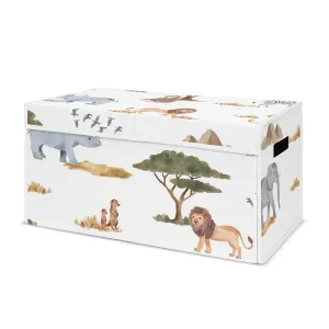 Sweet Jojo Designs Jungle Animals Small Fabric Toy Bin Storage Box Chest Baby Nursery Kids Room Dark Hunter Green Yellow Grey Black White Wildlife Safari Elephant Giraffe Lion Monkey Leopard Cheetah