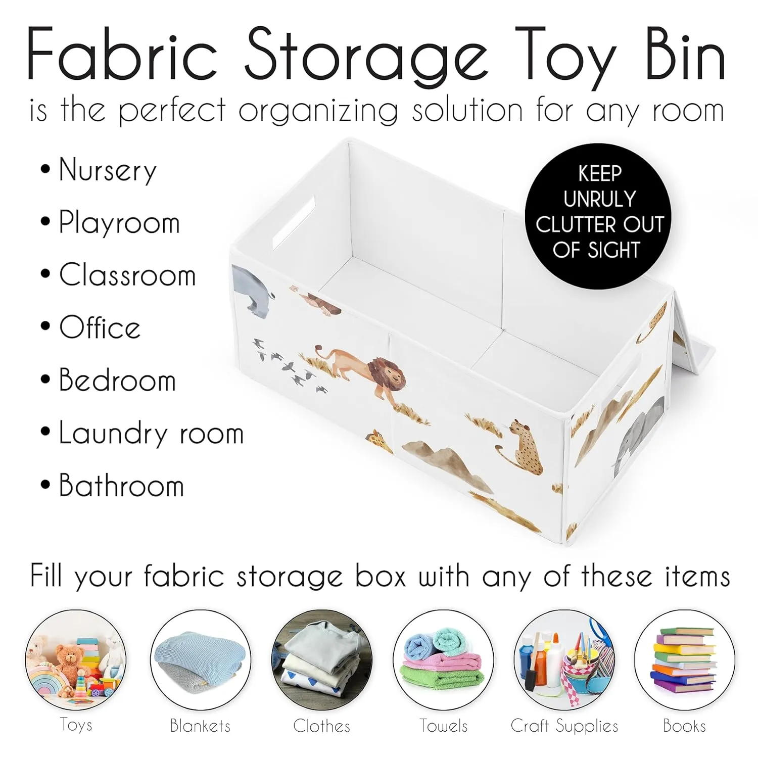 Sweet Jojo Designs Jungle Animals Small Fabric Toy Bin Storage Box Chest Baby Nursery Kids Room Dark Hunter Green Yellow Grey Black White Wildlife Safari Elephant Giraffe Lion Monkey Leopard Cheetah