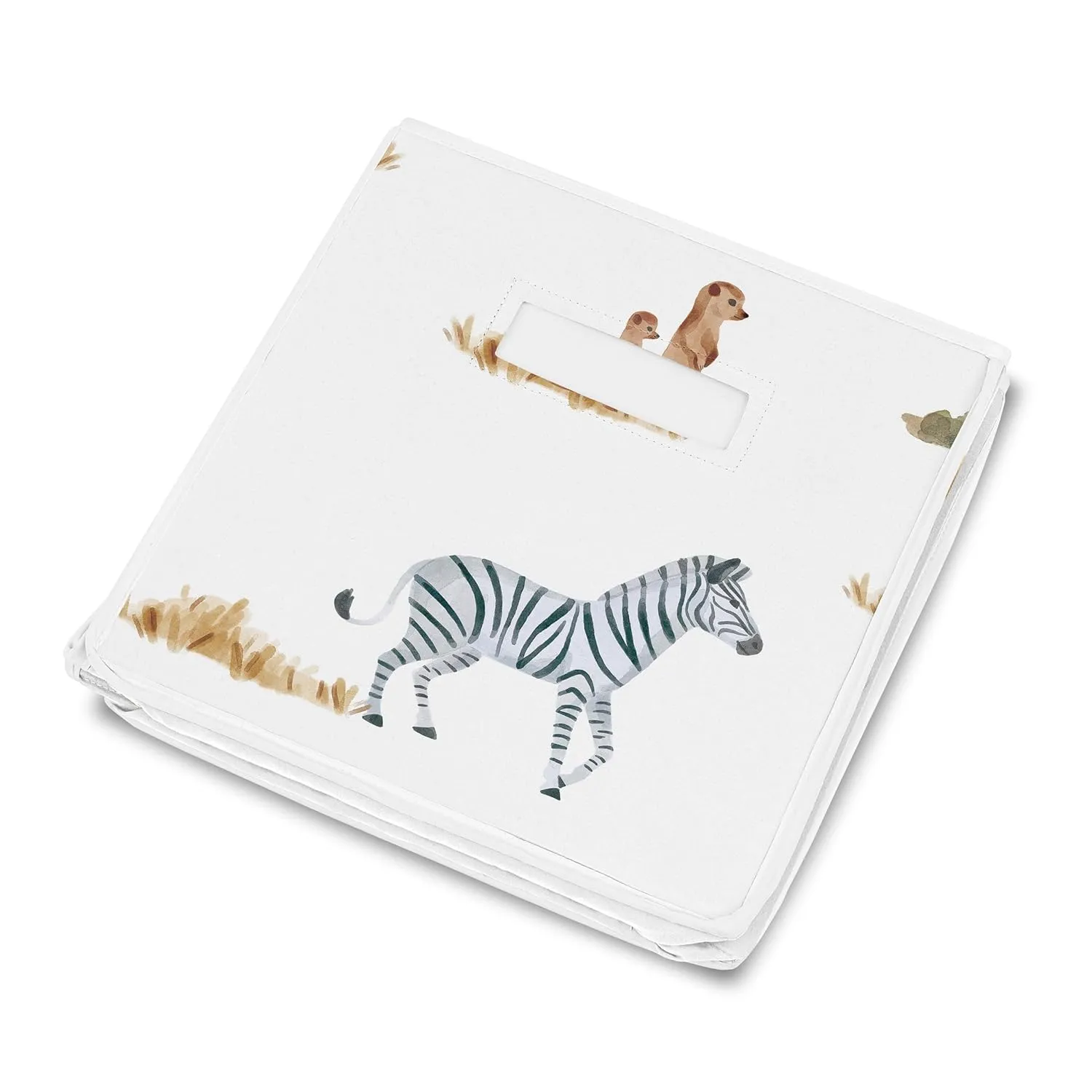 Sweet Jojo Designs Jungle Animals Small Fabric Toy Bin Storage Box Chest Baby Nursery Kids Room Dark Hunter Green Yellow Grey Black White Wildlife Safari Elephant Giraffe Lion Monkey Leopard Cheetah