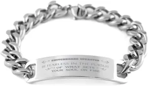 Switchboard Operator Bracelet, Be Fearless in The Pursuit of What Sets Your Soul on fire, Cuban Link Chain Necklace, Switchboard Operator Gift