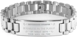 Switchboard Operator Bracelet, Be Fearless in The Pursuit of What Sets Your Soul on fire, Stainless Steel Courage Inspirational Wristband, Ladder Style
