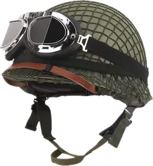 SYLPHID Outdoor Green WW2 US M1 Helmet Steel Field with Net Cover cat Eye Belt