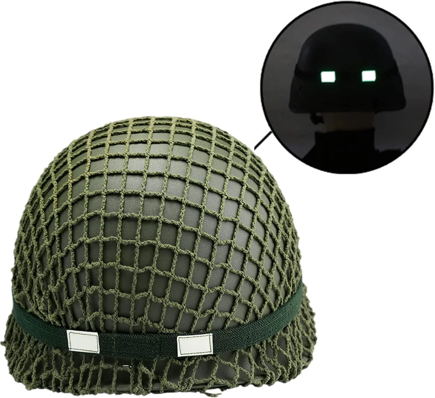 SYLPHID Outdoor Green WW2 US M1 Helmet Steel Field with Net Cover cat Eye Belt