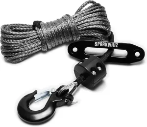 Synthetic Winch Rope Kit, 1/4" x 50ft 10000LBS Winch Rope Line Cable with Protective Sleeve Winch Fairlead  Stopper Hook for ATV UTV SUV