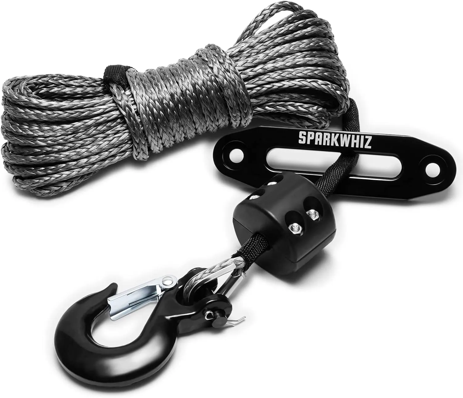 Synthetic Winch Rope Kit, 1/4" x 50ft 10000LBS Winch Rope Line Cable with Protective Sleeve Winch Fairlead  Stopper Hook for ATV UTV SUV