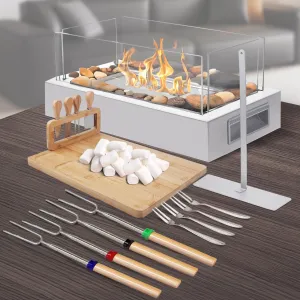 Tabletop Fire Pit, 4 Colors Stainless Steel Table Top Firepit, Table Fireplace with Handle for Women Anniversary Housewarming Family