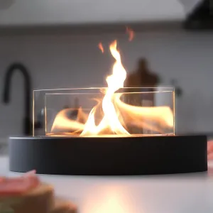 Tabletop Fire Pit - 90  Min Burn, Mini Personal Indoor Outdoor Fire Bowl, Tabletop Fireplace, Smores Maker – Odorless and Smokeless Fire Pit for Parties, Smores and Home Decor (Metal, Black)