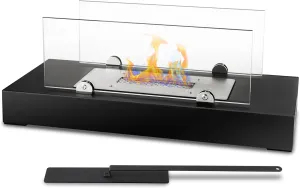 Tabletop Fire Pit – Portable Mini Fireplace for Indoor/Outdoor Use, Small Firepit Tabletop Fireplace, Portable Smores Maker Kit, Home Decor, Housewarming Gifts (Black)