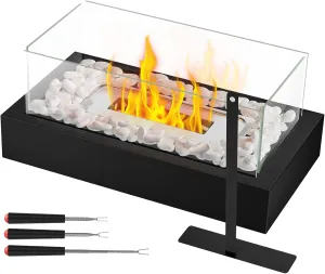 Tabletop Fire Pit, Portable Smores Maker Kit Indoor/Outdoor Mini Small Fireplace Table Top Decor Home Patio Gifts for Women Mom Housewarming Christmas Birthday White Elephant Gift