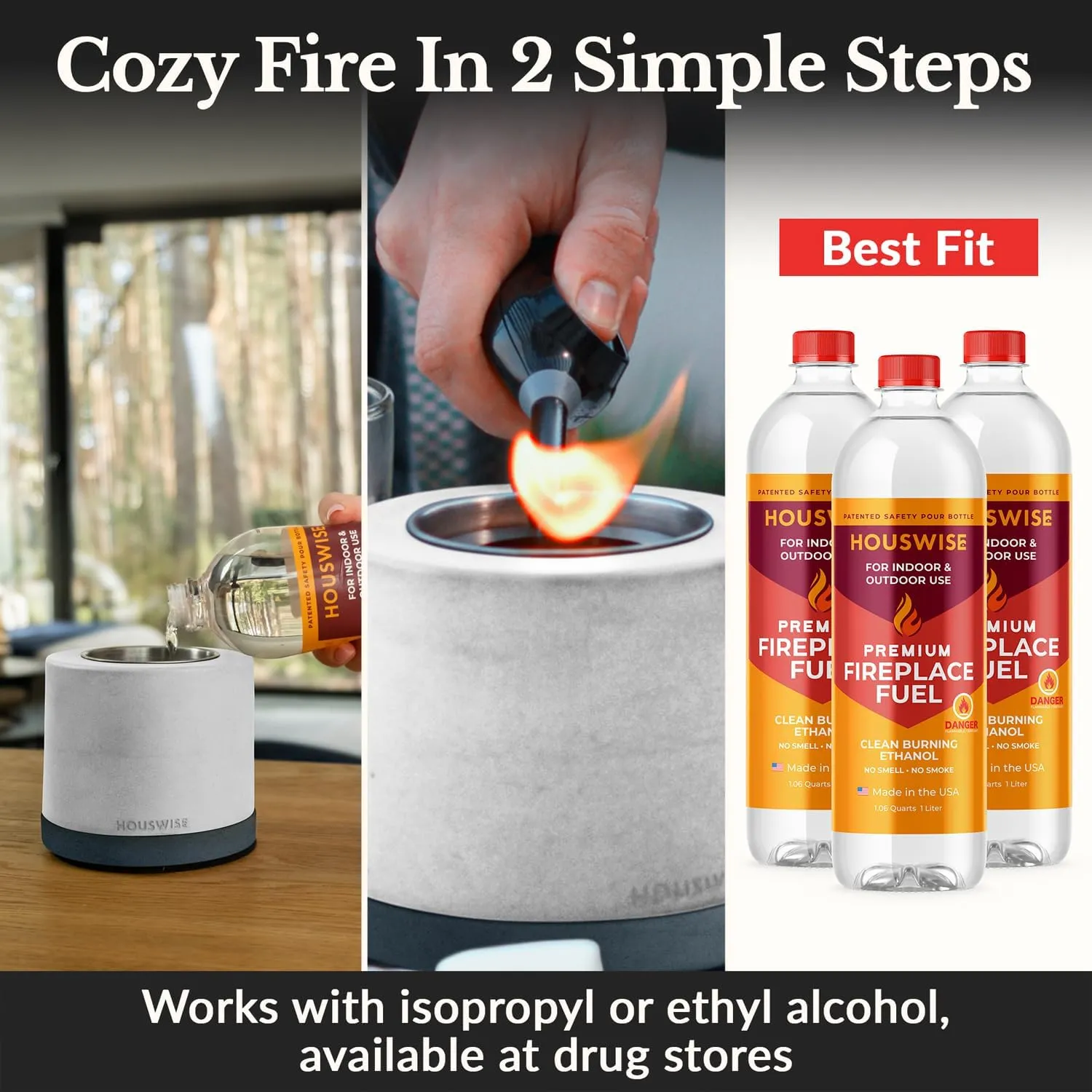 Tabletop Fire Pit Smores Maker Kit - Concrete Outdoor & Indoor Fire Pit Tabletop, Table Top Firepit, Small Portable Mini Indoor Fireplace