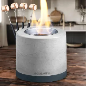 Tabletop Fire Pit Smores Maker Kit - Concrete Outdoor & Indoor Fire Pit Tabletop, Table Top Firepit, Small Portable Mini Indoor Fireplace