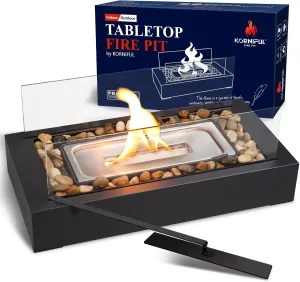 Tabletop Fire Pit with Pebbles, 2025 New Outdoor Tabletop Fireplace, Indoor Small Table Top Firepit, Smokeless fire Pit Decoration Gift for Patio Balcony Backyard Livingroom, Bring Cozy Atmosphere