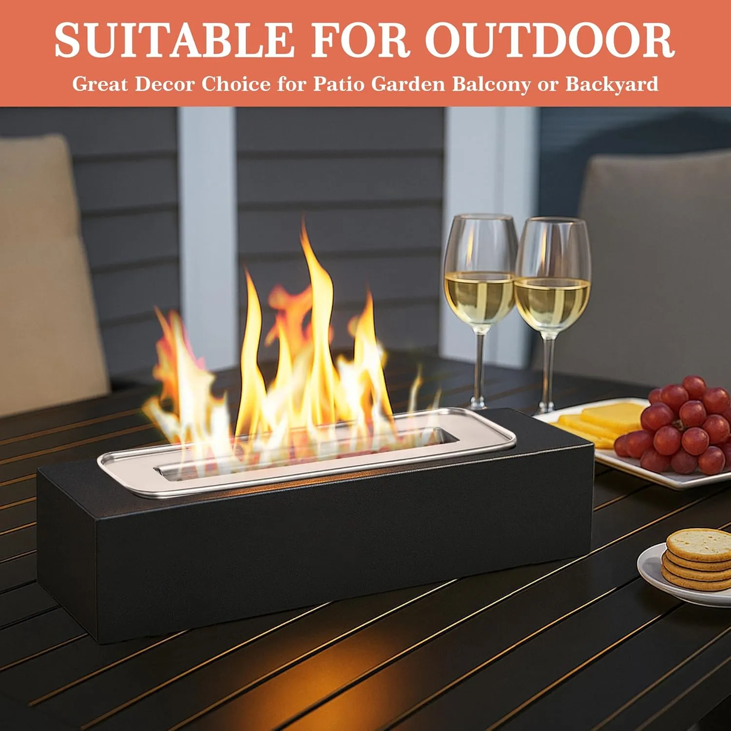 Tabletop Fire Pit with Smores Kit, Table Top Firepit Smores Maker, Portable Outdoor Fireplace Tabletop Decor Home Patio Balcony Backyard Gifts for Mom Dad Men - White Elephant Unique Gift, Black