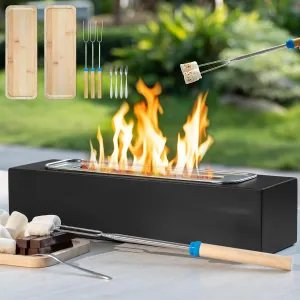 Tabletop Fire Pit with Smores Kit, Table Top Firepit Smores Maker, Portable Outdoor Fireplace Tabletop Decor Home Patio Balcony Backyard Gifts for Mom Dad Men - White Elephant Unique Gift, Black