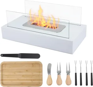 Tabletop Fire Pit with Smores Maker Kit, Portable Small Fireplace Table Top Decor with Charcuterie Boards, Indoor/Outdoor Home Patio Gifts for Women Mom Her Wedding Housewarming Birthday